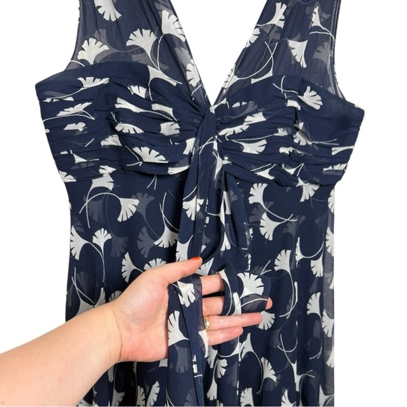 Donna Rico NY 100% Silk Baby Doll Layered Dress Size 10 Blue White - Picture 5 of 8